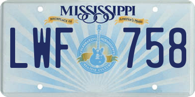 MS license plate LWF758