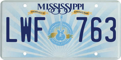 MS license plate LWF763