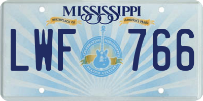 MS license plate LWF766