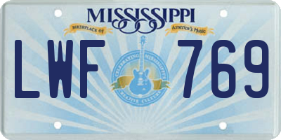 MS license plate LWF769