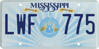 MS license plate LWF775