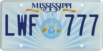 MS license plate LWF777