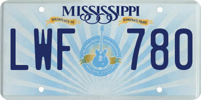 MS license plate LWF780
