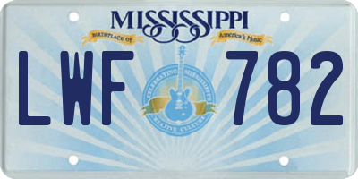 MS license plate LWF782