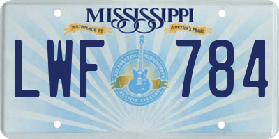 MS license plate LWF784