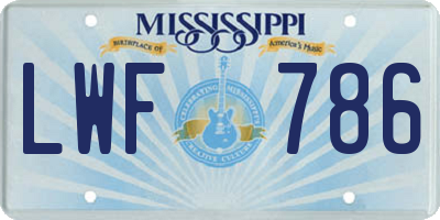MS license plate LWF786