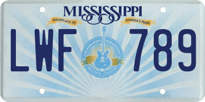 MS license plate LWF789