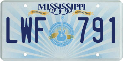 MS license plate LWF791