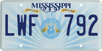 MS license plate LWF792