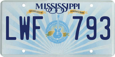 MS license plate LWF793