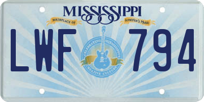 MS license plate LWF794