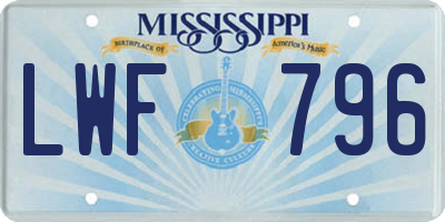 MS license plate LWF796