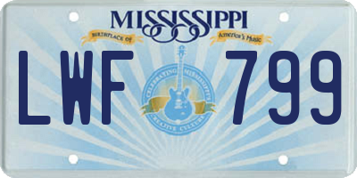 MS license plate LWF799