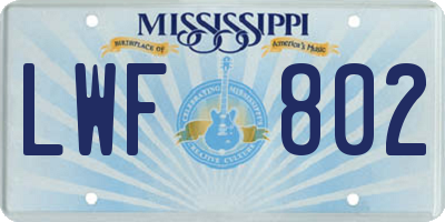 MS license plate LWF802