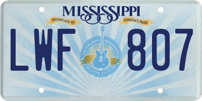 MS license plate LWF807