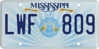 MS license plate LWF809