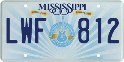MS license plate LWF812