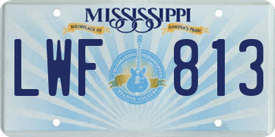 MS license plate LWF813