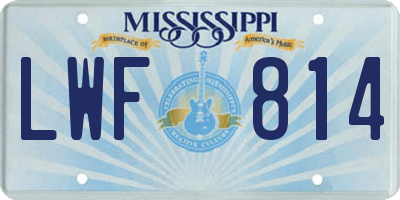 MS license plate LWF814