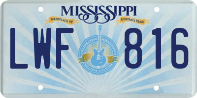 MS license plate LWF816
