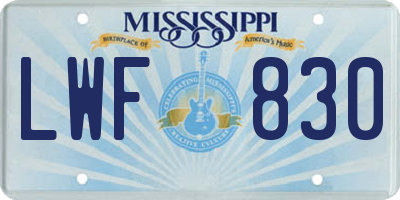MS license plate LWF830