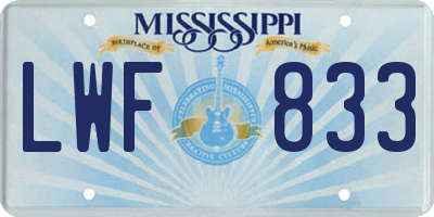 MS license plate LWF833