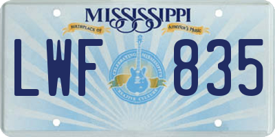 MS license plate LWF835