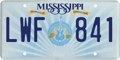 MS license plate LWF841