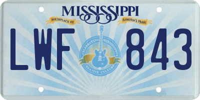 MS license plate LWF843