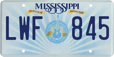 MS license plate LWF845