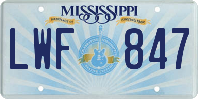 MS license plate LWF847