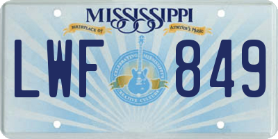 MS license plate LWF849