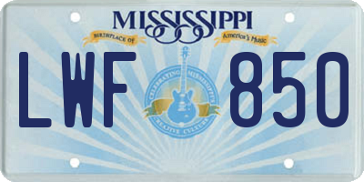 MS license plate LWF850