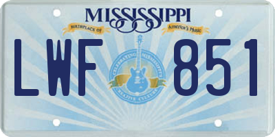 MS license plate LWF851