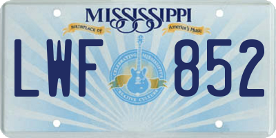 MS license plate LWF852