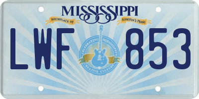 MS license plate LWF853