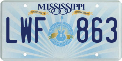 MS license plate LWF863