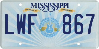 MS license plate LWF867