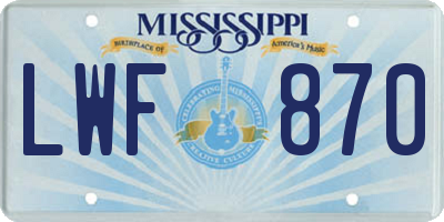 MS license plate LWF870