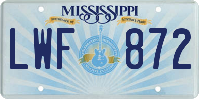 MS license plate LWF872