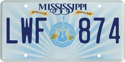 MS license plate LWF874