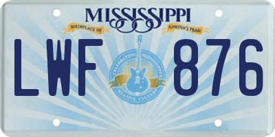 MS license plate LWF876