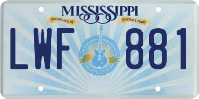 MS license plate LWF881