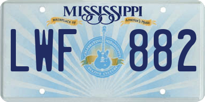 MS license plate LWF882