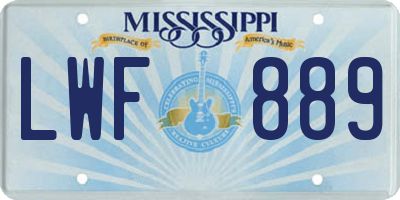 MS license plate LWF889