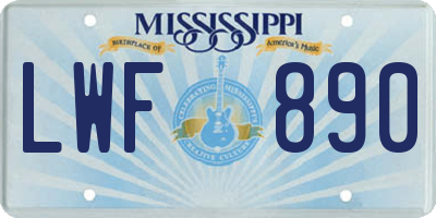 MS license plate LWF890