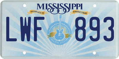 MS license plate LWF893
