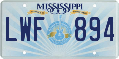 MS license plate LWF894