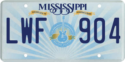 MS license plate LWF904