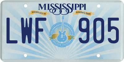 MS license plate LWF905